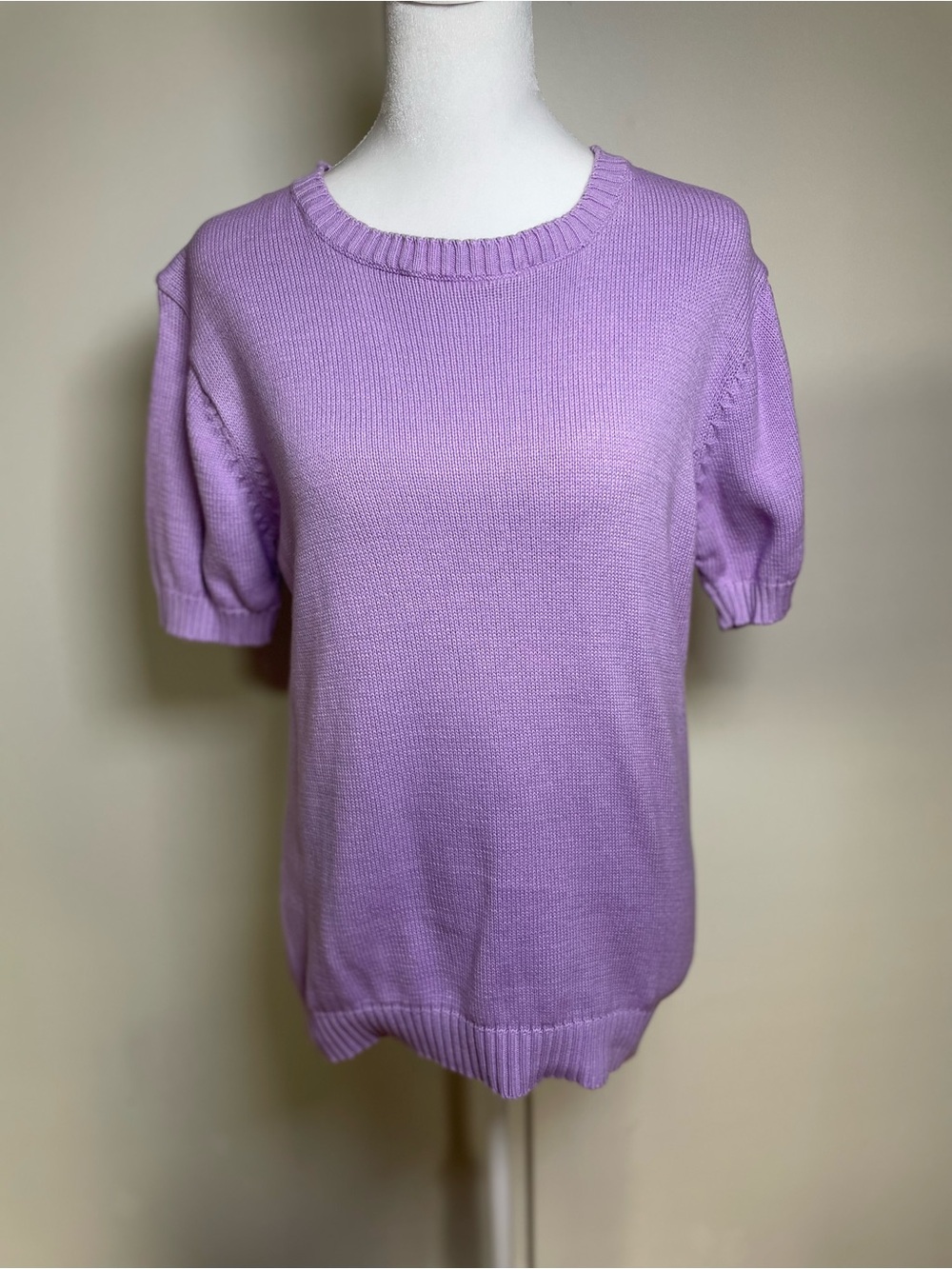 Carolyn Taylor Lilac Short-Sleeve Crewneck Sweater